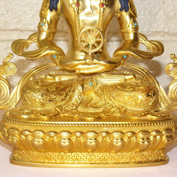 VAIROCANA BUDDHA EXQUISITE 8.5 INCH STATUE-Tibetan-4 Faces-Handmade Copper Metal - Picture 7 of 16